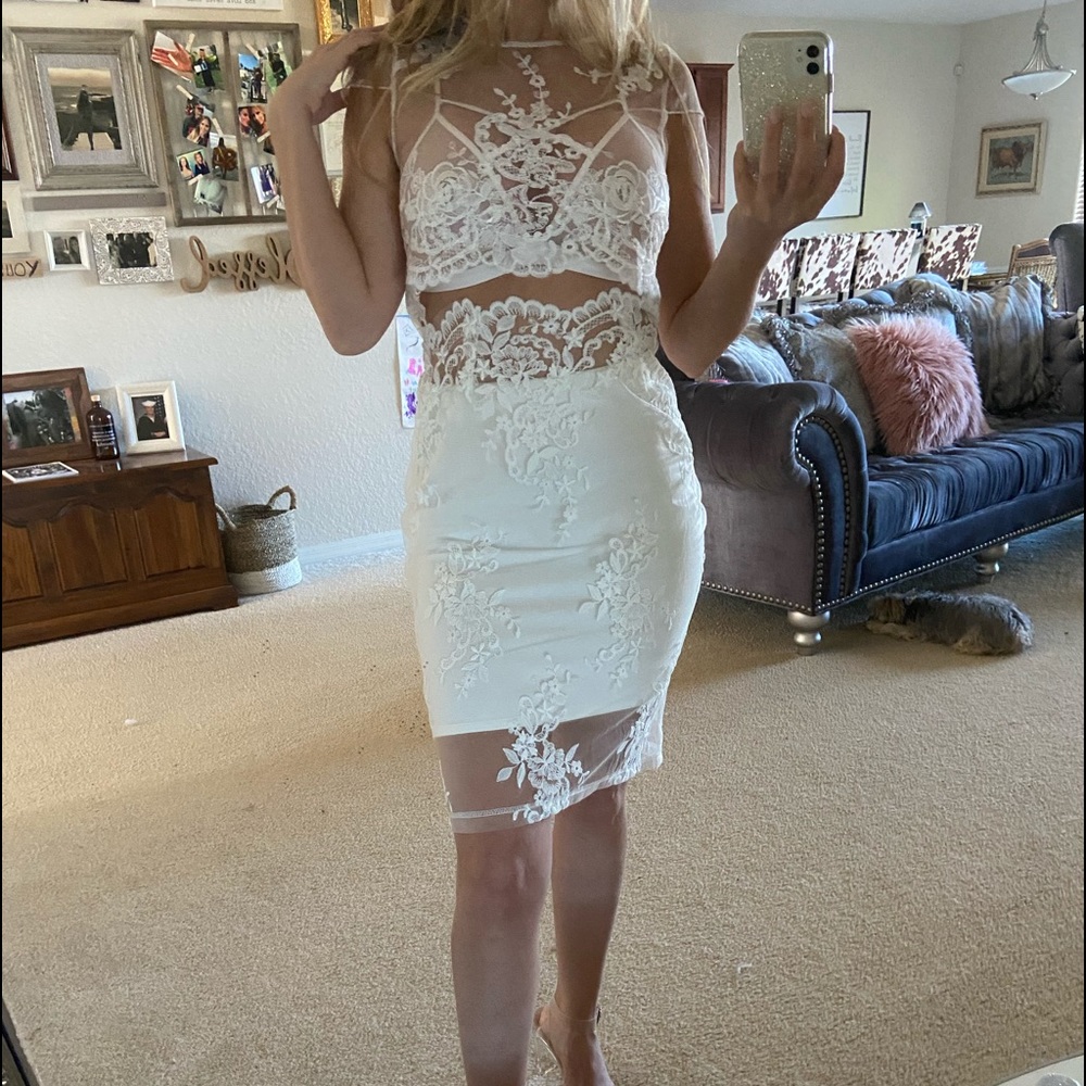 Classy White Lace Dress